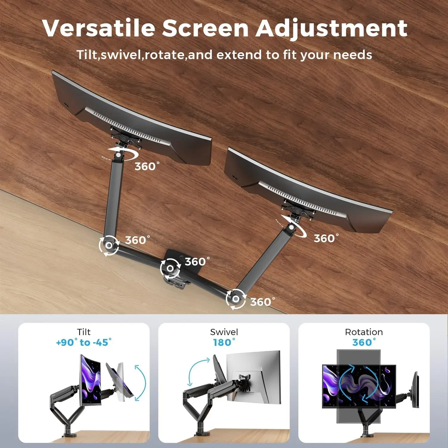 Curved Monitor Mount Dual Moni - Dual Monitor Arm avis et prix