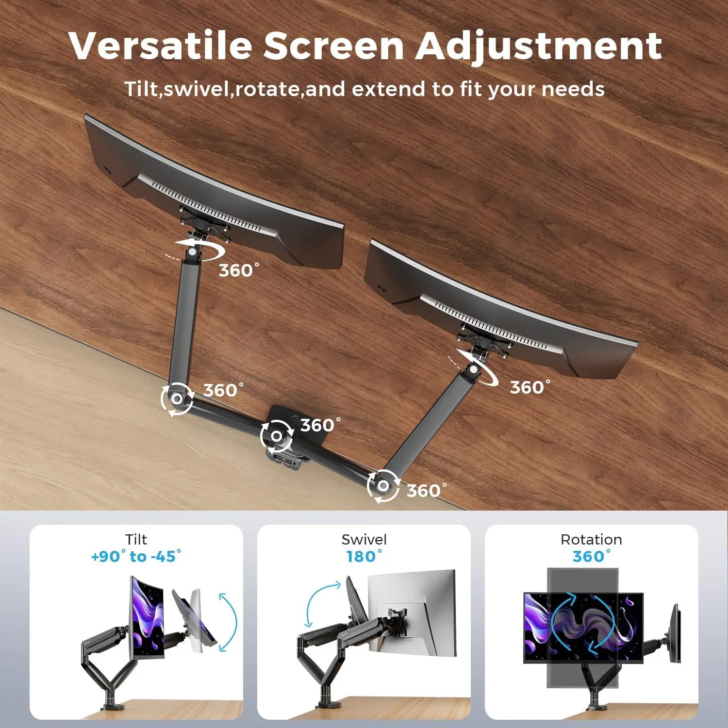 Curved Monitor Mount Dual Moni - Dual Monitor Arm avis et prix